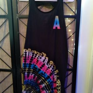 Black and rainbow tiedye cover up